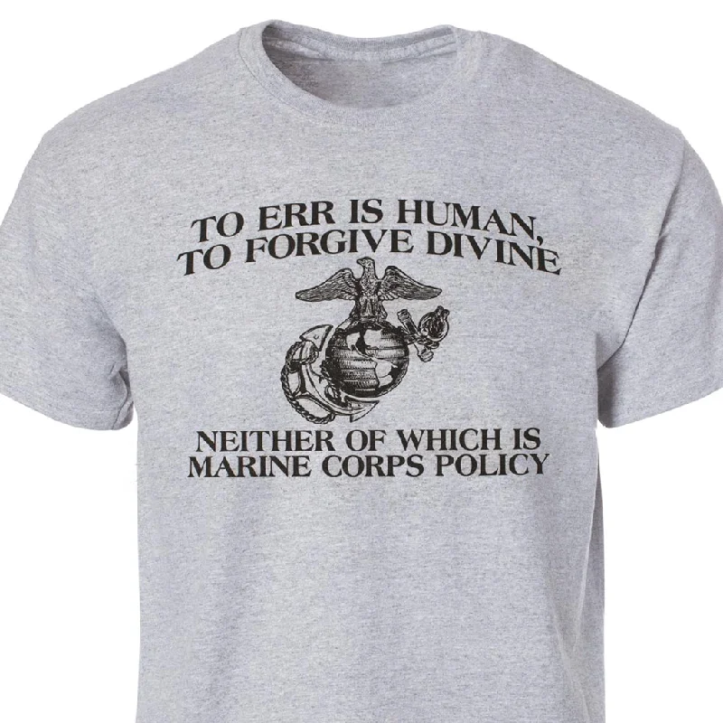 men's soft jersey t-shirts -Funny 'To Err is Human' Marine Corps T-shirt