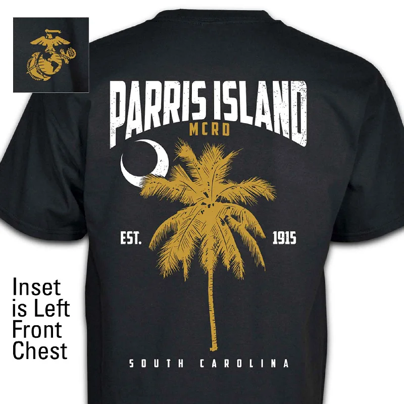 men's soft cotton t-shirts -Parris Island MCRD Palm T-shirt