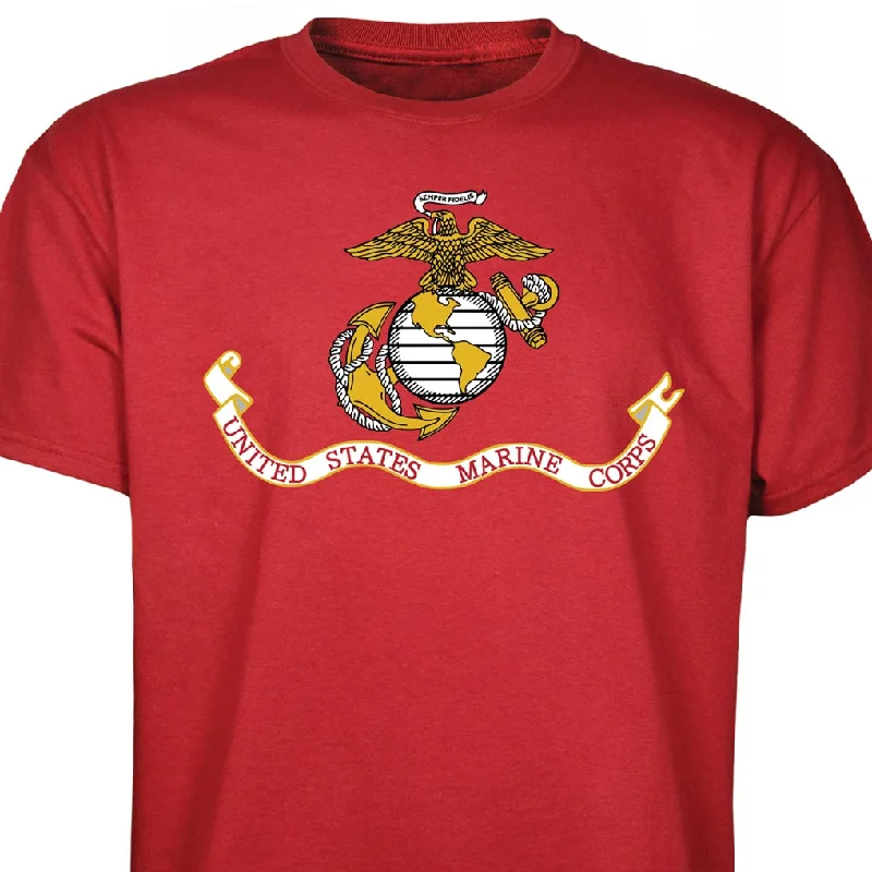 athletic-style t-shirts for men -Marines EGA Emblem T-Shirt Red S-5XL