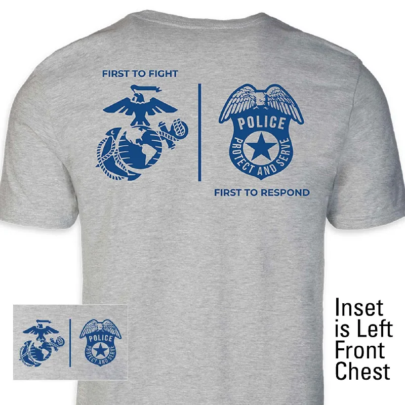 trendy graphic t-shirts -USMC First Responders Police T-shirt