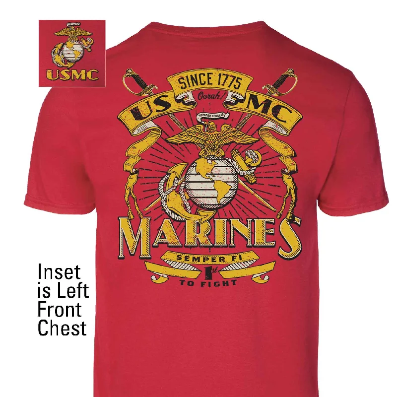 athletic t-shirts for men -USMC Vintage Banners T-shirt