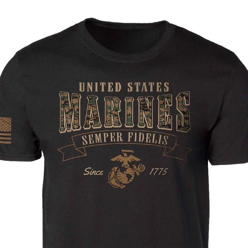 men's graphic tees for layering -USMC Marpat Camo T-shirt