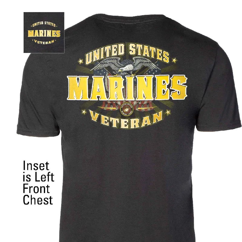 casual graphic t-shirts for men -Marine Veteran Perched Eagle T-shirt