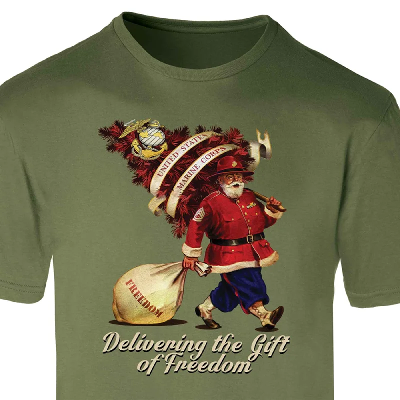 men's urban style t-shirts -USMC Santa's Gift of Freedom T-shirt