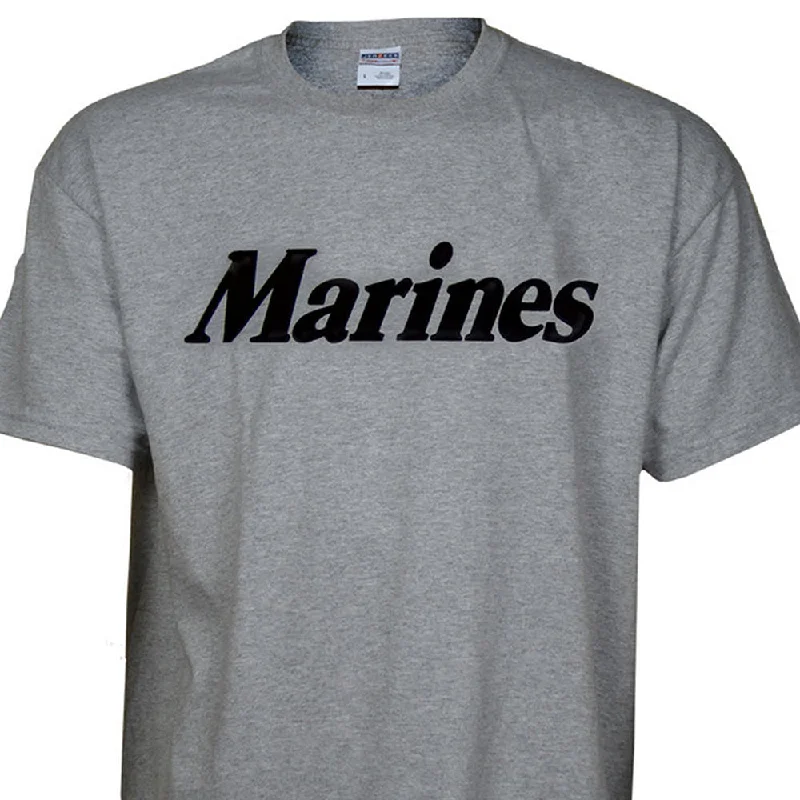 men's stylish v-neck tees -U.S. Marines Classic Gray T-shirt Screen Printed