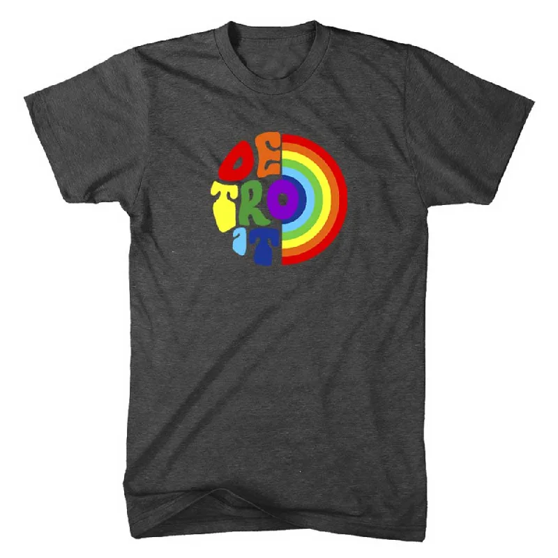 men's soft jersey t-shirts -Unisex/Mens Detroit Rainbow T-shirt (Heather Black)