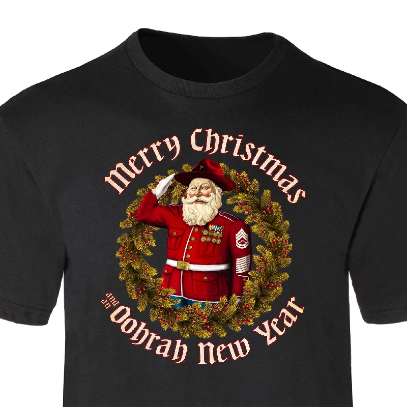 colorful t-shirts for men -USMC Merry Christmas and an Oohrah New Year T-shirt