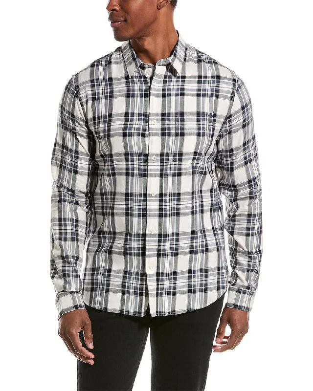 men's business casual shirts -Vince Ocean Plaid Shirt