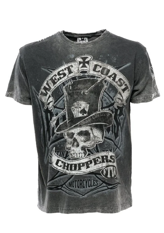 men's casual short-sleeve t-shirts -West Coast Choppers - CASH ONLY T-SHIRT - Black/grey