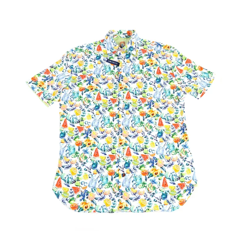 men's printed button-up shirts -White with Fruit Print Shirt