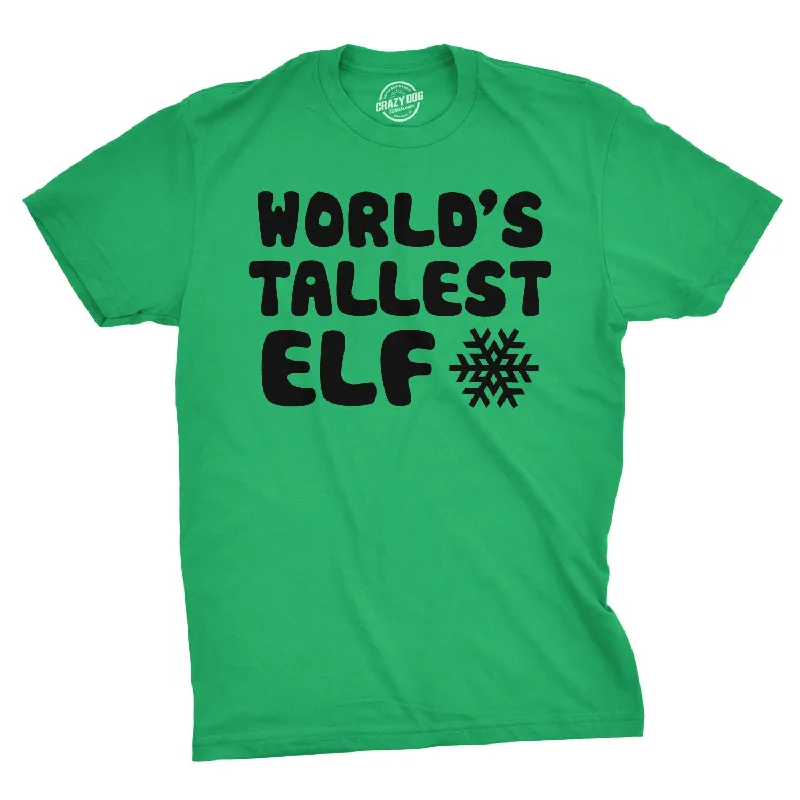 slim-fit cotton t-shirts -World's Tallest Elf Men's T Shirt