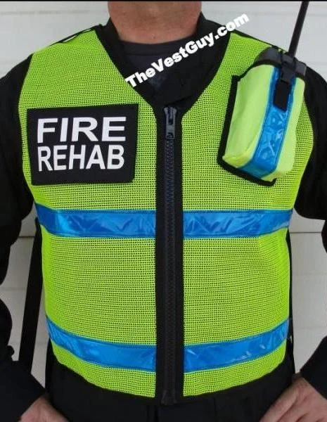 fashionable sleeveless vests for men -Radio Pocket Mesh Safety Vest