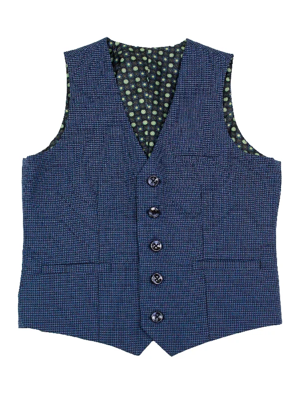 smart casual vests for men -Leo & Zachary 35577V Boy's Suit Separate Vest - Birdseye - Ink/Sky