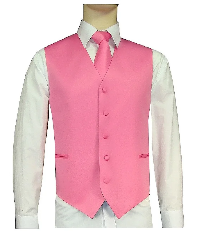 men's waistcoats for winter -Brand Q. Men's Satin Bubble Gum Color Tuxedo Vest and Tie