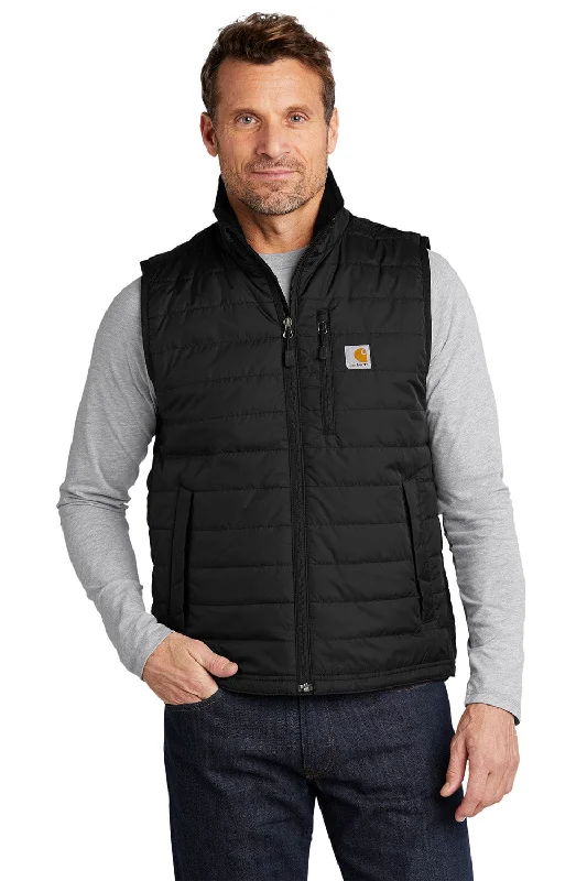 men's vest with pockets -Carhartt Mens Gilliam Full Zip Vest - Black