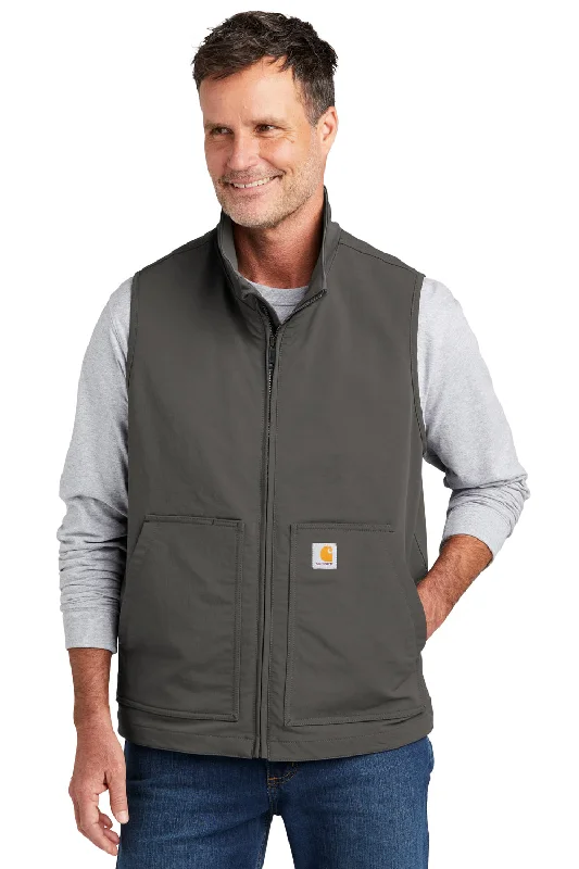 casual waistcoats for layering -Carhartt Mens Super Dux Wind & Water Resistant Full Zip Vest - Gravel Grey