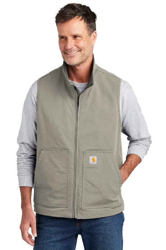 men's vest jackets for fall -Carhartt Mens Super Dux Wind & Water Resistant Full Zip Vest - Greige Grey