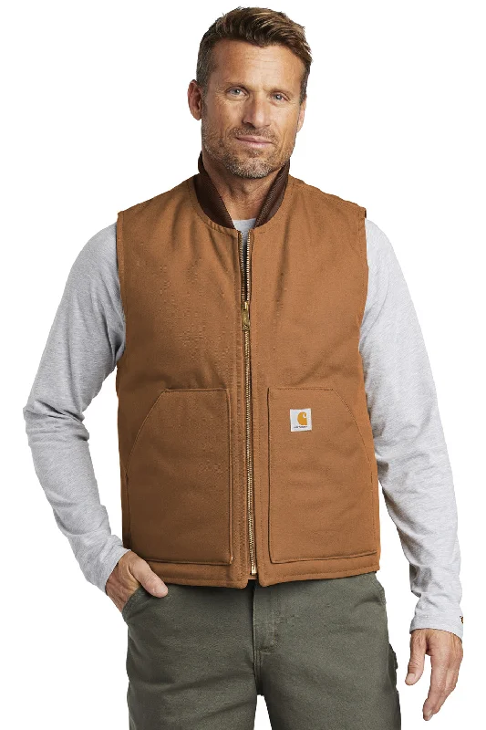 urban style vests for men -Carhartt Mens Wind & Water Resistant Duck Cloth Full Zip Vest - Carhartt Brown