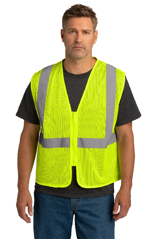 formal waistcoats for men -CornerStone Mens ANSI 107 Class 2 Mesh Zipper Vest - Safety Yellow