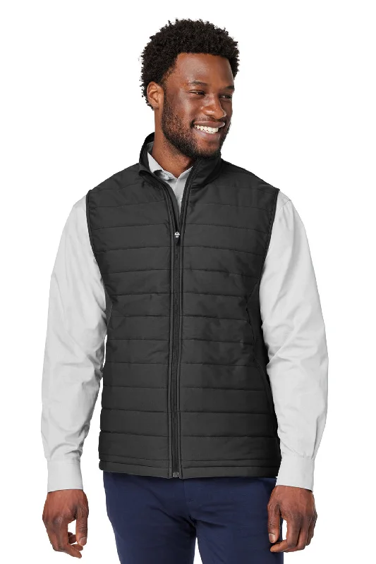 stylish wool waistcoats for men -Devon & Jones Mens New Classics Charleston Hybrid Full Zip Vest - Black Melange/Black