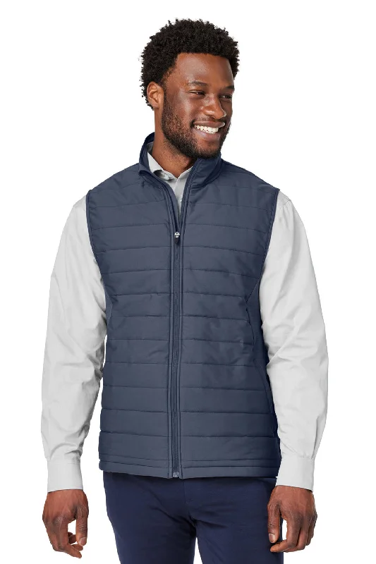 men's long waistcoats -Devon & Jones Mens New Classics Charleston Hybrid Full Zip Vest - Navy Blue Melange