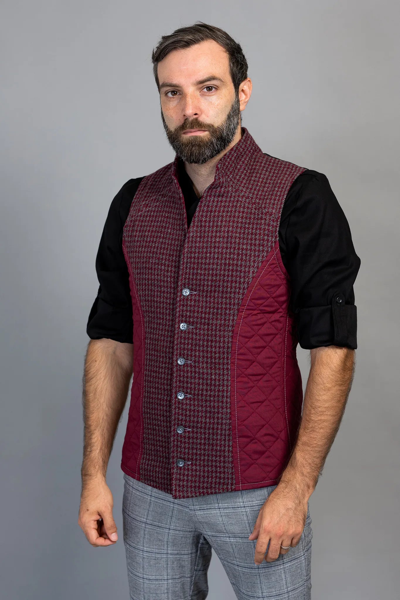 men's casual sleeveless vests -Dorian Vest - Bordeaux [Mens]