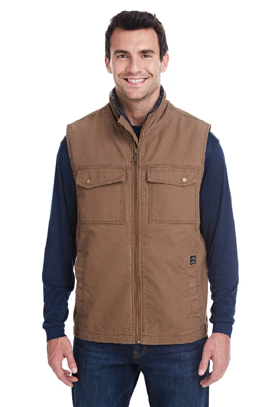 men's formal sleeveless vests -Dri Duck Mens Trek Full Zip Vest - Field Khaki