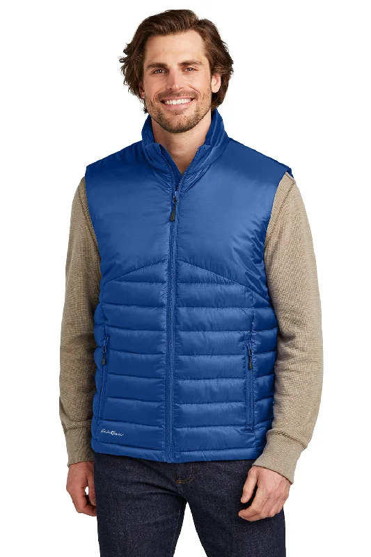 wool waistcoats for men -Eddie Bauer Mens Water Resistant Quilted Full Zip Vest - Cobalt Blue