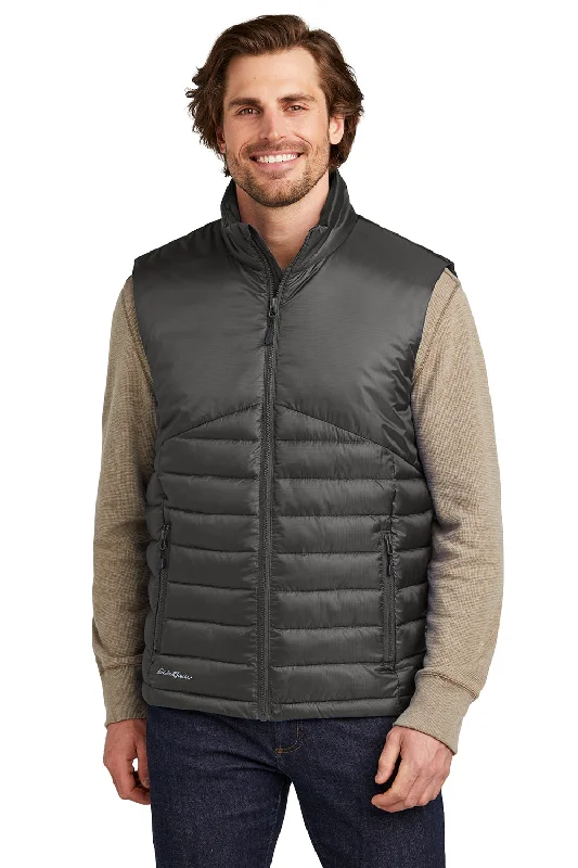 men's formal vests -Eddie Bauer Mens Water Resistant Quilted Full Zip Vest - Iron Gate Grey