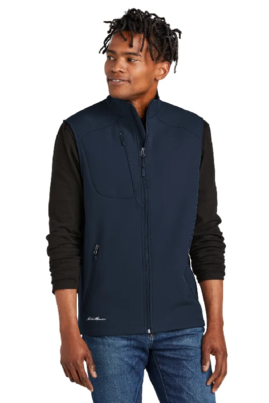 quilted vests for men -Eddie Bauer Mens Stretch Soft Shell Full Zip Vest - River Navy Blue