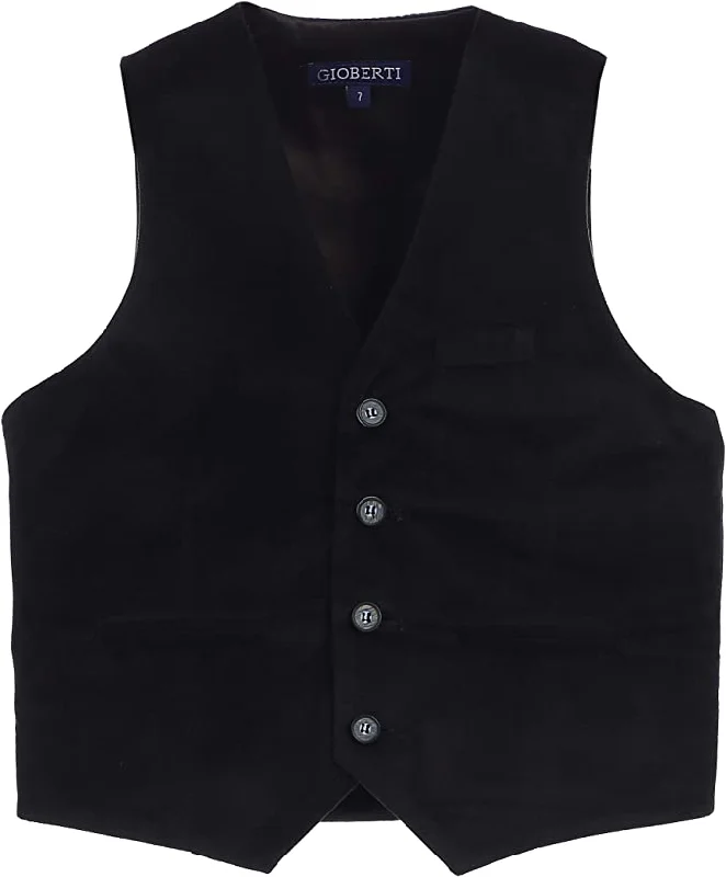 men's military-style vests -Formal Velvet 4 Button Vest Suit Toddler's Kids Boys -Black