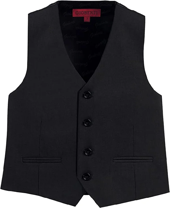 men's reversible vests -Formal Vest Suit 4 Button Toddler's Kids Boys -Black