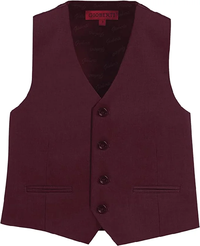 men's winter vests -Formal Vest Suit 4 Button Toddler's Kids Boys -Burgundy