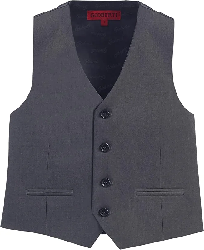 high-quality vests for men -Formal Vest Suit 4 Button Toddler's Kids Boys -Charcoal