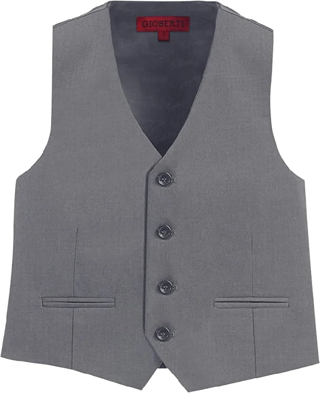 men's formal sleeveless vests -Formal Vest Suit 4 Button Toddler's Kids Boys - Gray