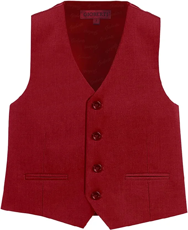 men's stylish vest jackets -Formal Vest Suit 4 Button Toddler's Kids Boys - Red