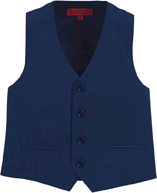 fitted waistcoats for men -Formal Vest Suit 4 Button Toddler's Kids Boys - Royal Blue