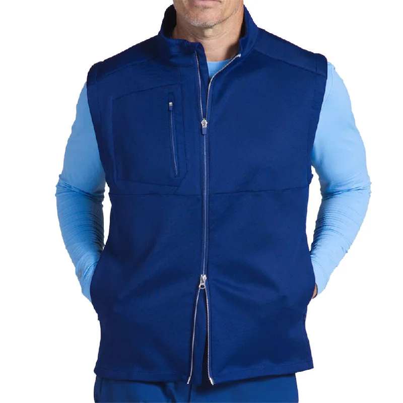 men's fleece-lined vests -IBKUL Mens Solid Mega Heat Vest - Navy