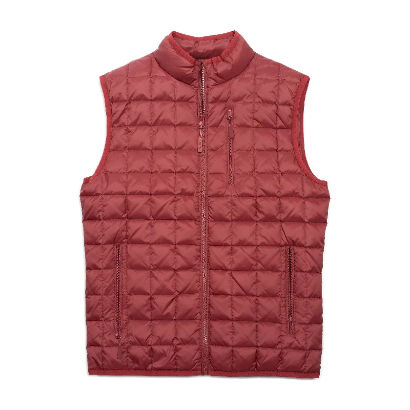 men's zippered vest jackets -Lightweight Down Vest - Burgundy