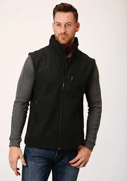 men's premium vests -Men's Hi Tech Fleece Black Vest