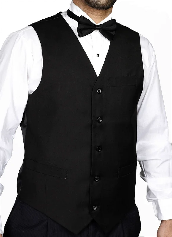 leather vests for men -Men's Basic Black Tuxedo Vest by NYM