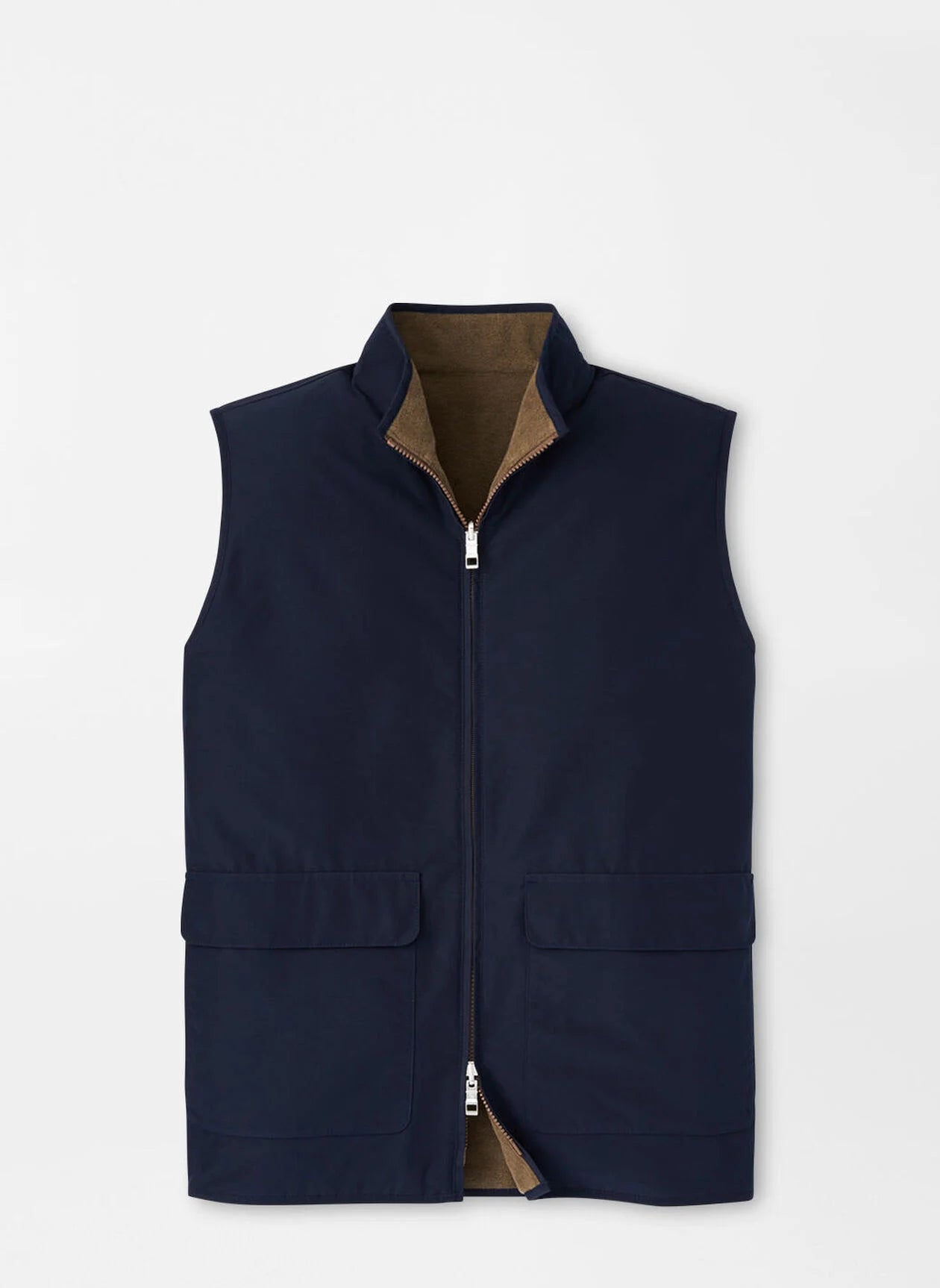 men's zippered vest jackets -Brentwood Reversible Fleece Vest Navy