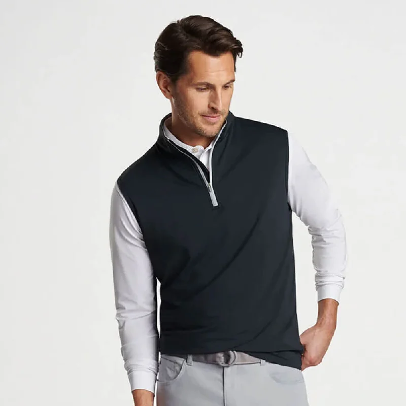 men's vests with zippers -Peter Millar Galway Performance Quarter-Zip Vest - Black*