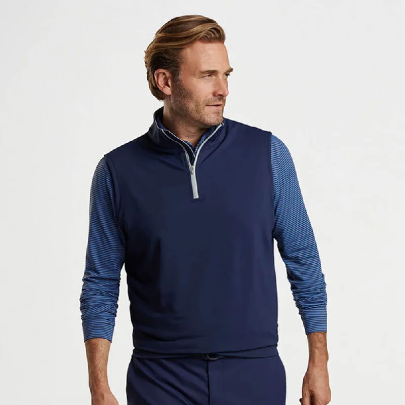 quilted vests for men -Peter Millar Galway Performance Quarter-Zip Vest - Navy*