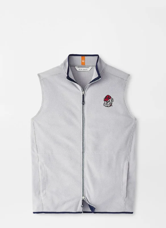 outdoor activity vests for men -UGA Bulldog Head Thermal Flow Micro Fleece Vest Gale Grey