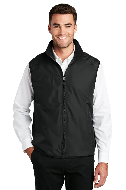 vests for layering for men -Port Authority Mens Challenger Wind & Water Resistant Full Zip Vest - Black - Closeout