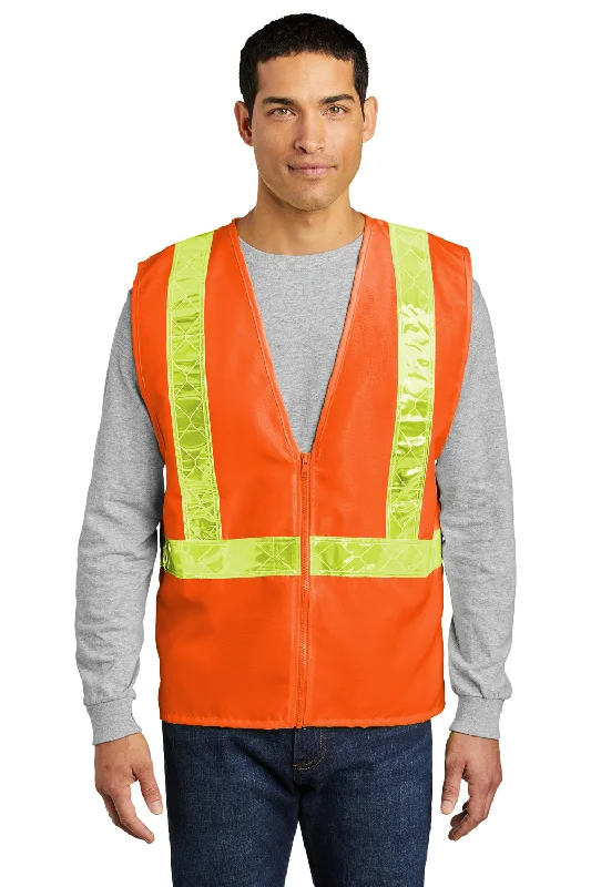 men's designer waistcoats -Port Authority Mens Enhanced Visibility Vest - Safety Orange