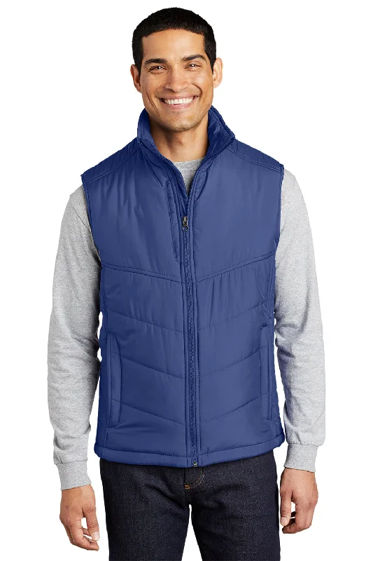 stylish wool waistcoats for men -Port Authority Mens Wind & Water Resistant Full Zip Puffy Vest - Mediterranean Blue