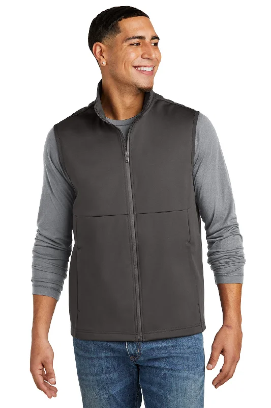 men's trendy waistcoats -Sport-Tek Mens Water Resistant Full Zip Soft Shell Vest - Graphite Grey