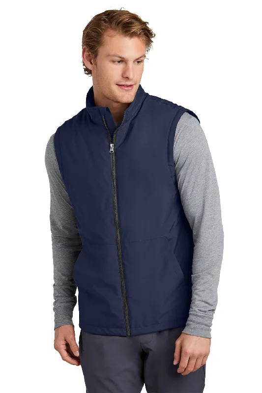 dress waistcoats for men -Sport-Tek Mens Water Resistant Insulated Full Zip Vest - True Navy Blue